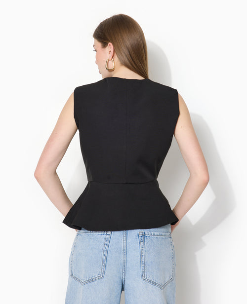 Veste sans manches peplum avec boutons fantaisie - PIMKIE - 6