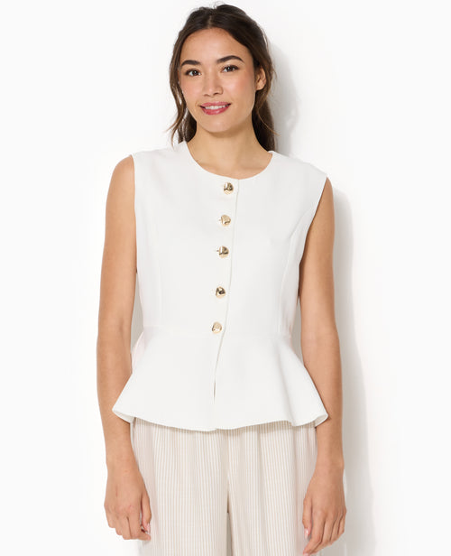 Veste sans manches peplum avec boutons fantaisie - PIMKIE - 1