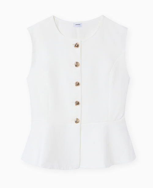 Veste sans manches peplum avec boutons fantaisie - PIMKIE - 4