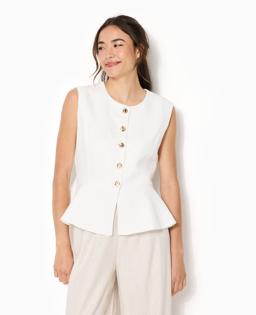Veste sans manches peplum avec boutons fantaisie - PIMKIE - 5