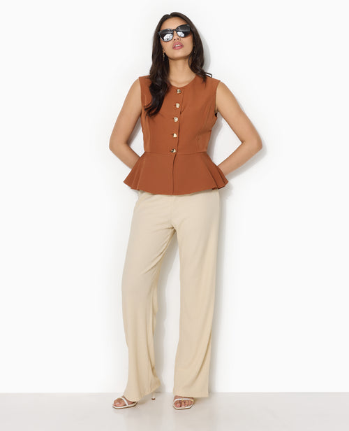 Veste sans manches peplum avec boutons fantaisie - PIMKIE - 3