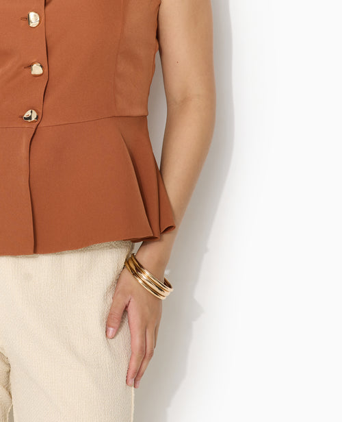 Veste sans manches peplum avec boutons fantaisie - PIMKIE - 1