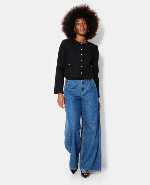 Veste en tweed col rond avec sequins - PIMKIE - 3