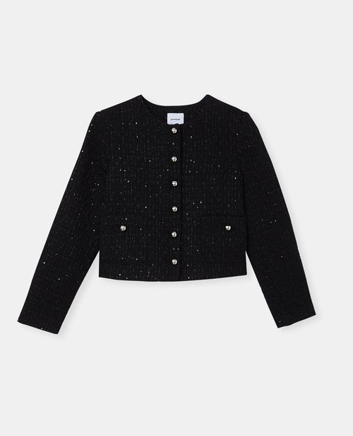 Veste en tweed col rond avec sequins - PIMKIE - 4