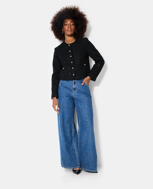 Veste en tweed col rond avec sequins - PIMKIE - 7