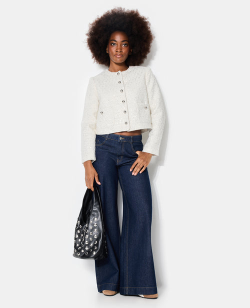 Veste en tweed col rond avec sequins - PIMKIE - 3