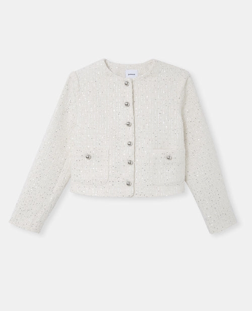 Veste en tweed col rond avec sequins - PIMKIE - 4