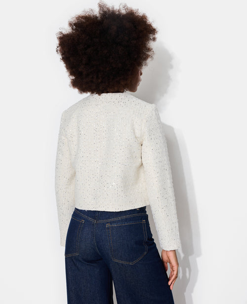 Veste en tweed col rond avec sequins - PIMKIE - 6