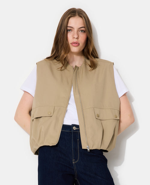 Blouson sans manches zippée avec effet bouffant - PIMKIE - 1