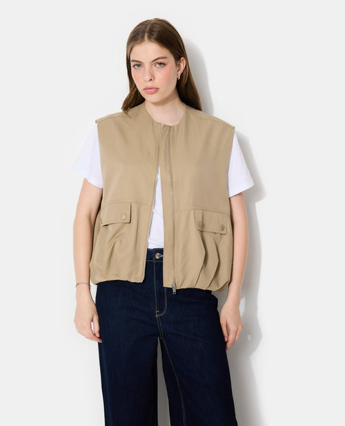 Blouson sans manches zippée avec effet bouffant - PIMKIE - 1