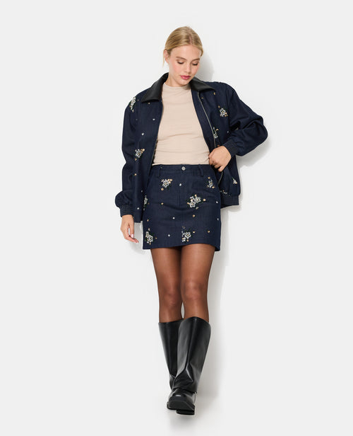 Veste oversize en jean avec fleurs en sequins - PIMKIE - 3