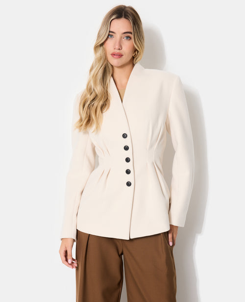 Veste blazer façon drap de laine avec pinces - PIMKIE - 1