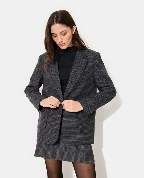 Veste blazer à carreaux avec laine - PIMKIE - 1