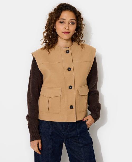 Veste sans manches effet drap de laine - PIMKIE - 1