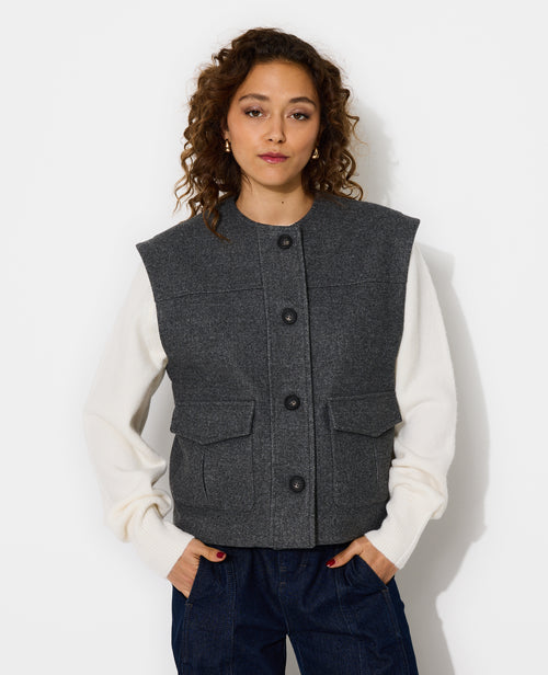 Veste sans manches effet drap de laine - PIMKIE - 5