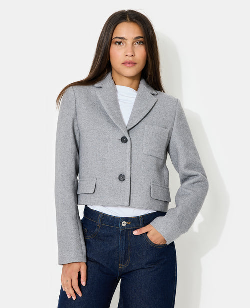 Veste blazer courte en tissu épais avec laine - PIMKIE - 1