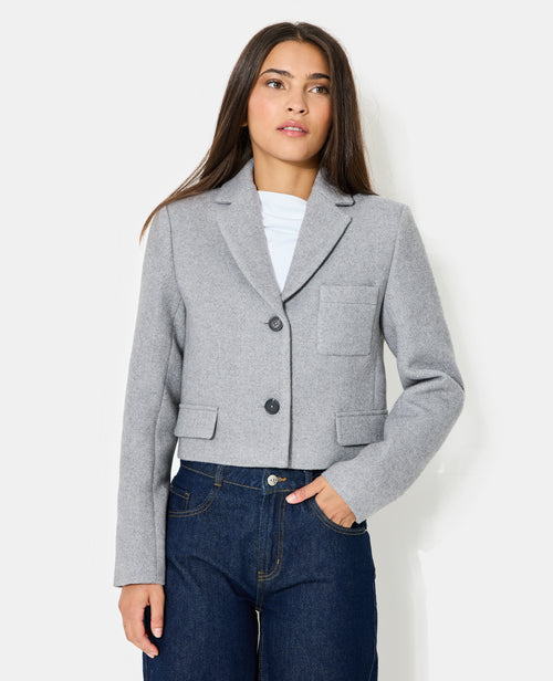 Veste blazer courte en tissu épais avec laine - PIMKIE - 5