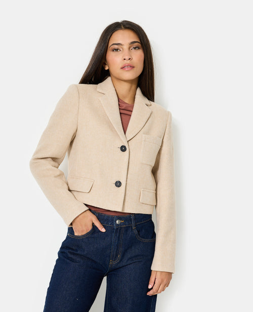 Veste blazer courte en tissu épais avec laine - PIMKIE - 1