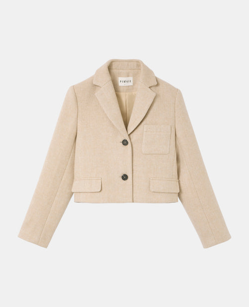 Veste blazer courte en tissu épais avec laine - PIMKIE - 4