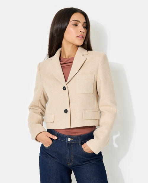 Veste blazer courte en tissu épais avec laine - PIMKIE - 5