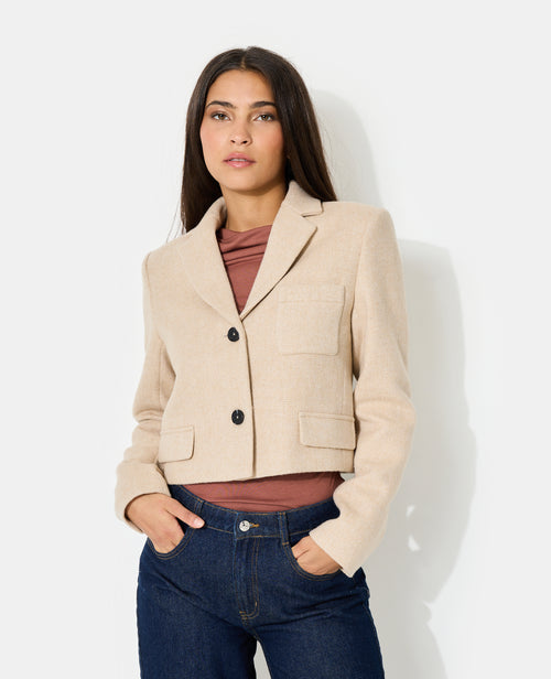 Veste blazer courte en tissu épais avec laine - PIMKIE - 7