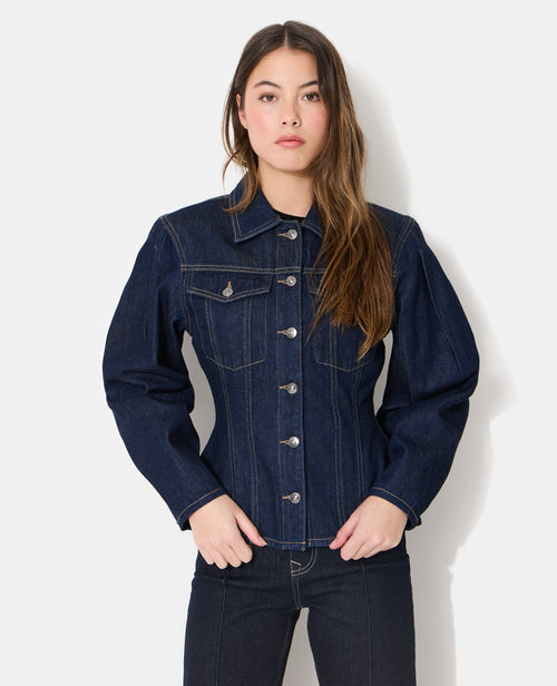 Veste en jean cintrée avec manches ballons - PIMKIE - 5