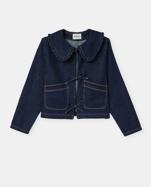 Veste en jean avec col claudine et nouettes - PIMKIE - 4