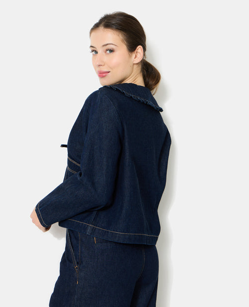 Veste en jean avec col claudine et nouettes - PIMKIE - 6