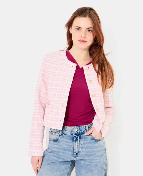 Veste droite en tweed avec boutons fantaisie - PIMKIE - 1