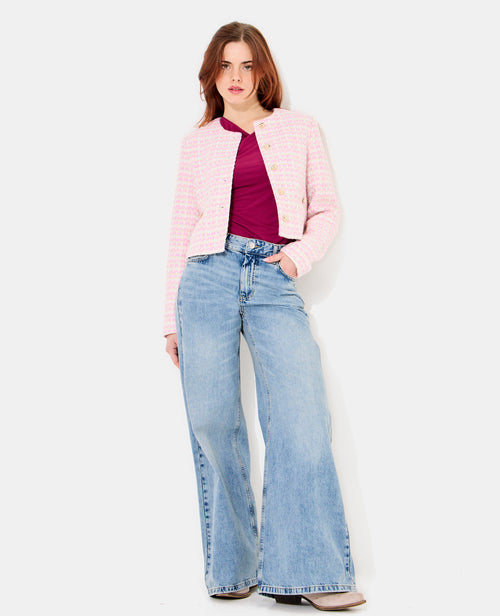 Veste droite en tweed avec boutons fantaisie - PIMKIE - 3