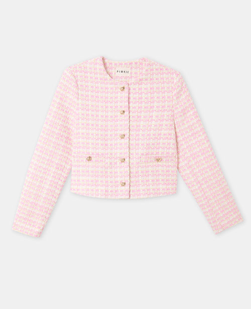 Veste droite en tweed avec boutons fantaisie - PIMKIE - 4