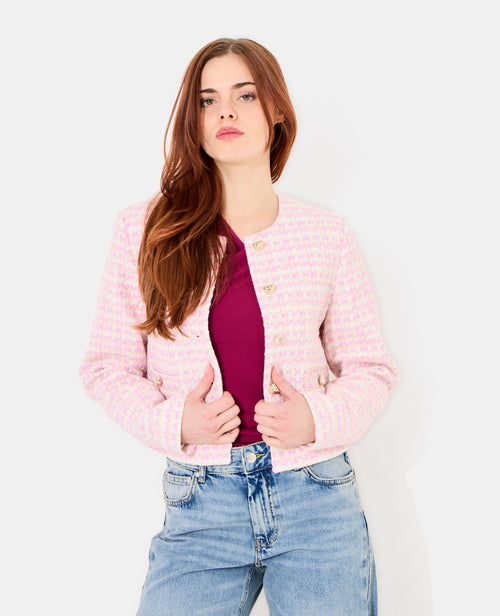 Veste droite en tweed avec boutons fantaisie - PIMKIE - 5