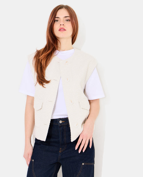 Veste sans manches en tweed avec lurex - PIMKIE - 5