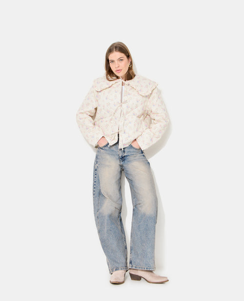 Veste matelassée motifs fleurs avec grand col - PIMKIE - 3