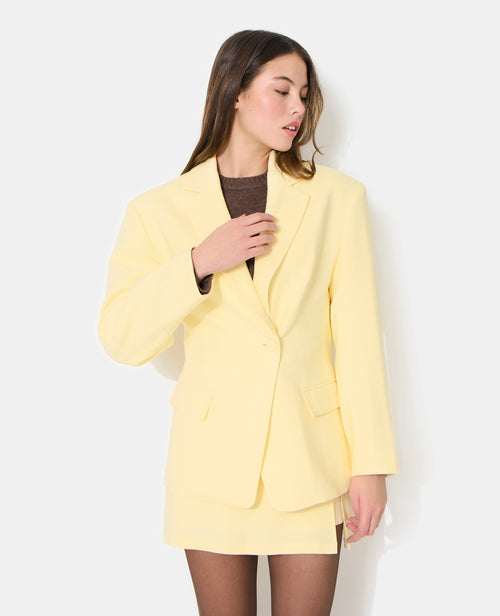 Veste blazer long et cintré en tissu effet lin - PIMKIE - 1