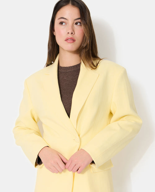 Veste blazer long et cintré en tissu effet lin - PIMKIE - 2