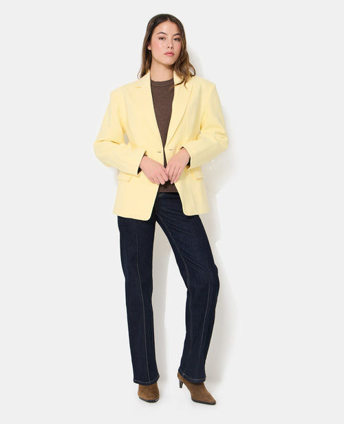 Veste blazer long et cintré en tissu effet lin - PIMKIE - 3