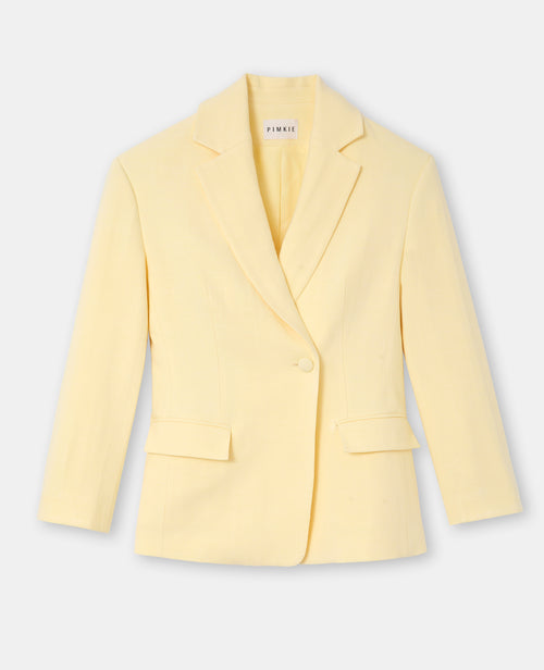 Veste blazer long et cintré en tissu effet lin - PIMKIE - 4