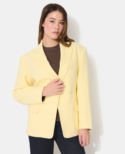 Veste blazer long et cintré en tissu effet lin - PIMKIE - 5