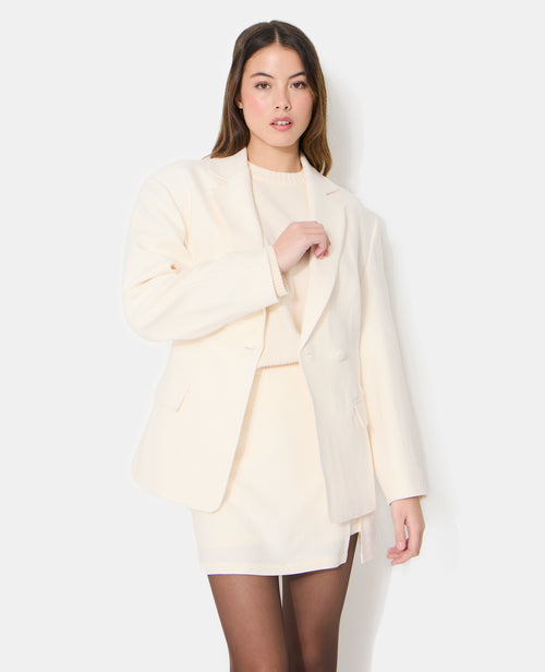Veste blazer long et cintré en tissu effet lin - PIMKIE - 1