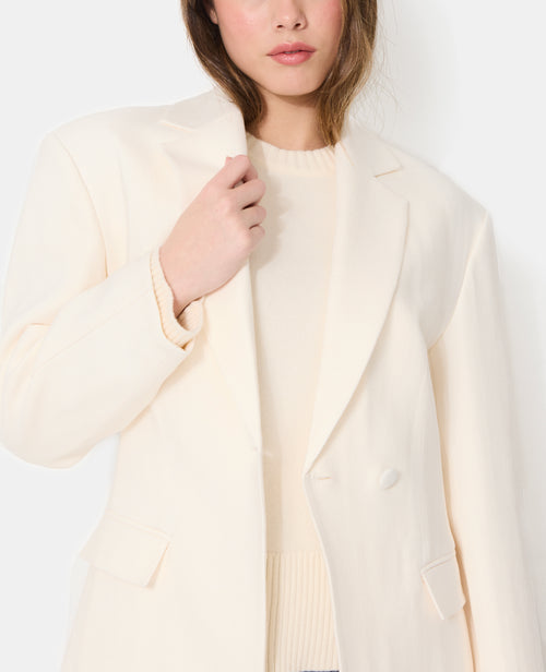 Veste blazer long et cintré en tissu effet lin - PIMKIE - 2