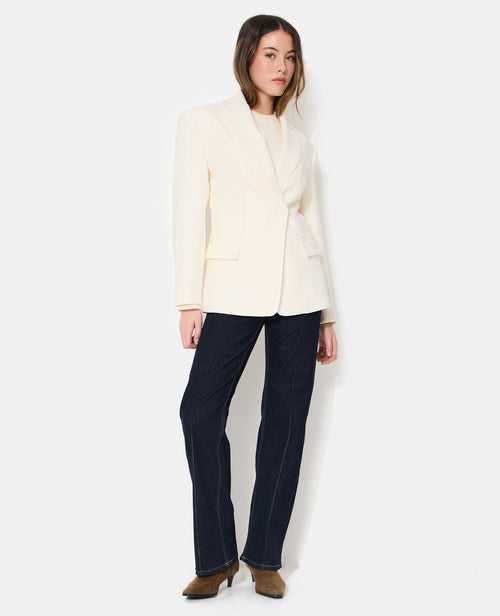 Veste blazer long et cintré en tissu effet lin - PIMKIE - 3