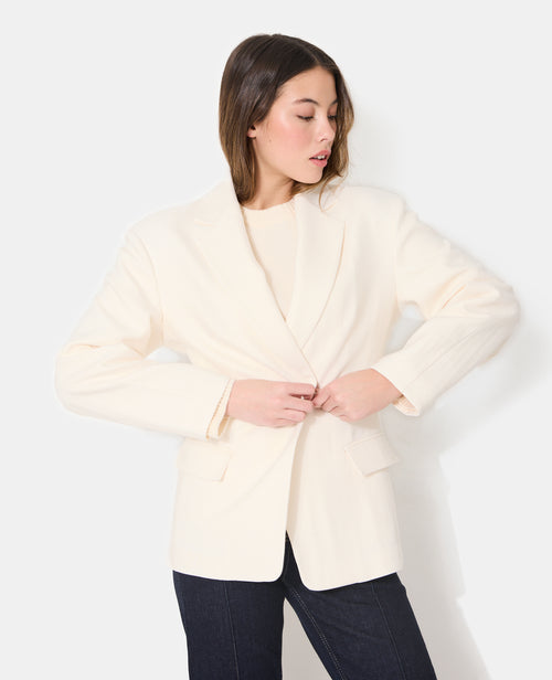 Veste blazer long et cintré en tissu effet lin - PIMKIE - 5