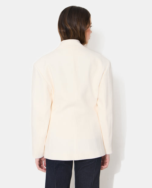 Veste blazer long et cintré en tissu effet lin - PIMKIE - 6