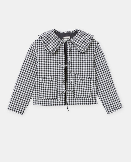 Veste matelassée motif vichy avec grand col - PIMKIE - 4