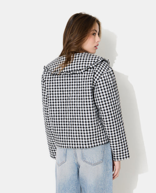 Veste matelassée motif vichy avec grand col - PIMKIE - 6