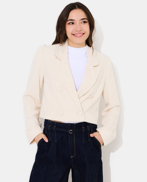 Veste blazer courte avec lin - PIMKIE - 5