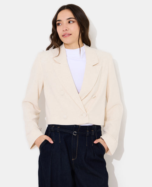 Veste blazer courte avec lin - PIMKIE - 7