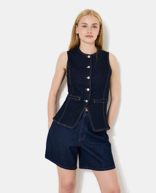 Veste sans manches en jean façon gilet barman - PIMKIE - 1