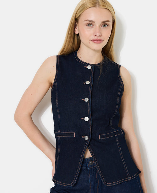Veste sans manches en jean façon gilet barman - PIMKIE - 2
